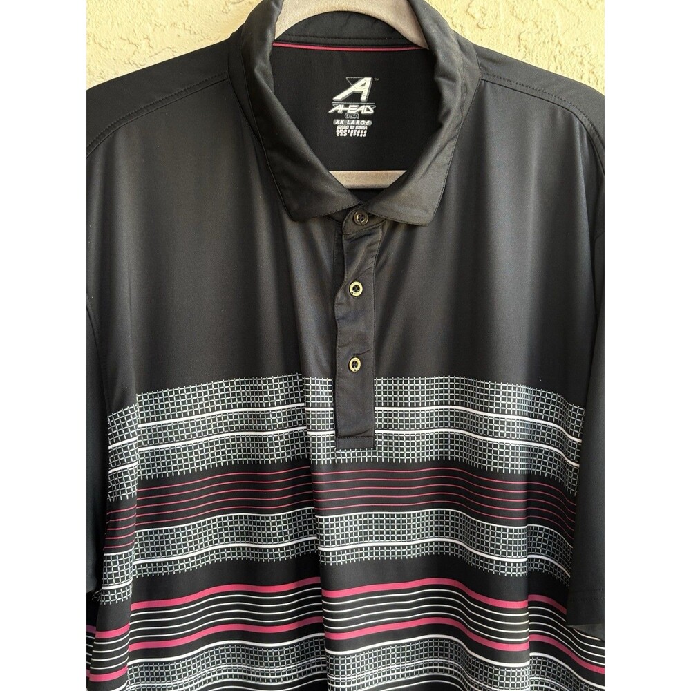 AHEAD Club Logo Golf Polo Black White Pink Gray Mens Sz XXL Shirt Big N Tall